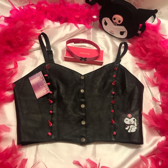 Adorable vintage genuine leather studded kuromi corset and chocker 💖 - Picture 3 of 11